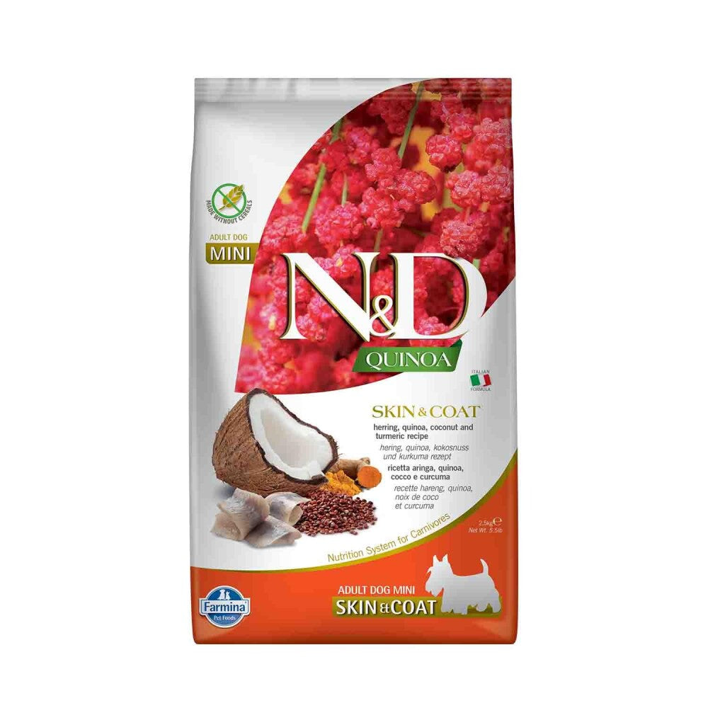 N&d Quinoa Skin & Coat Tahılsız Tüy Bakımı Ringa Balıklı Mini Yetişkin Köpek Maması 2.5 KG | SRC: Barcode: 8010276040077